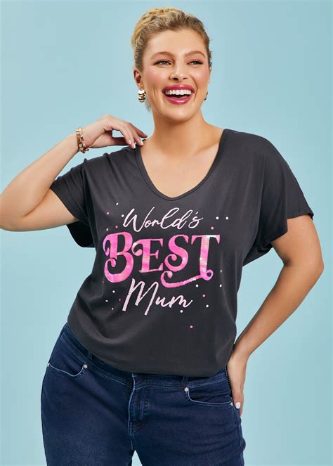 Shop Plus Size Cotton Best Mum T-shirt, Grey | Taking Shape AU