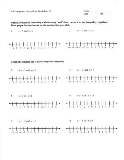 Solve Compound Inequalities Worksheet