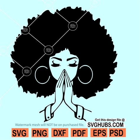 Woman Praying Svg Afro Woman Praying Svg Black Woman Praying Svg