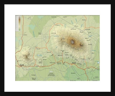 Mount Kilimanjaro Map Print Poster Kilimanjaro Sepia | Etsy