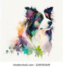 Border Collie Watercolor Painting Dog Portrait Stock Illustration ...