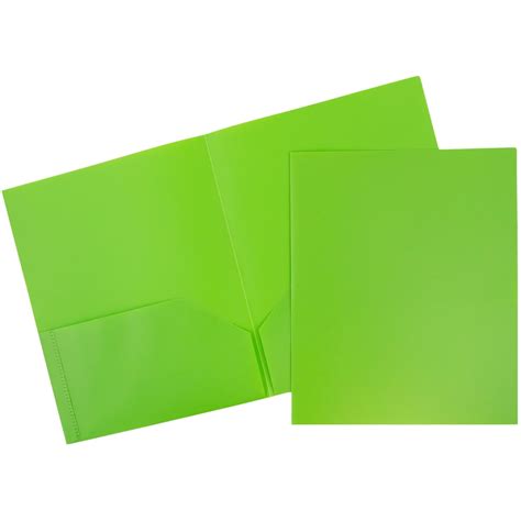 JAM Plastic 2 Pocket School POP Folders, Lime Green, Bulk 96/Pack ...