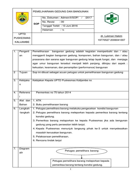 Sop Pemeliharaan Gedung Dan Bangunan Pdf