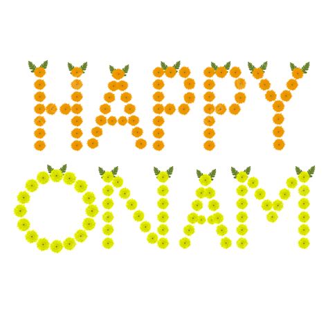 Hình ảnh Lời Chúc Onam Hạnh Phúc Với Hoa Cúc Vạn Thọ Màu Cam Và Vàng Png Vui Onam Cúc Vạn