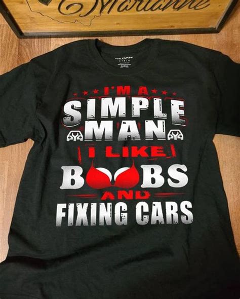 Im A Simple Man I Like Boobs And Fixing Cars Red Bra Shirt Teepython