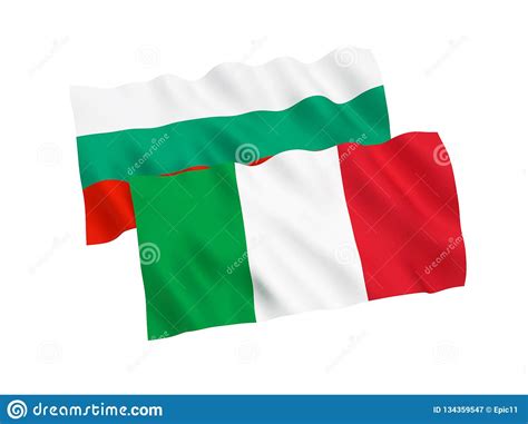 Banderas De Italia Y De Bulgaria En Un Fondo Blanco Stock De