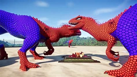 Spiderman Trex Vs Spiderman Indominus Rex Vs Spinosaurus Dinosaurs