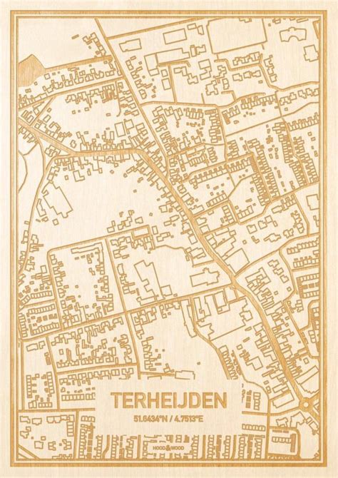 Kaart Terheijden Gegraveerde Stadskaart Hood Wood Hout A Bol