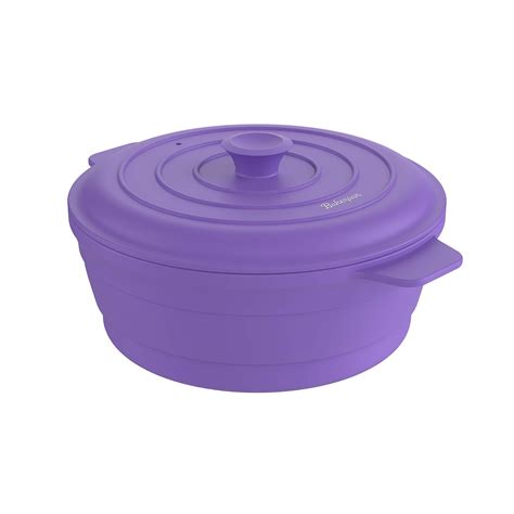 Silicone Round Collapsible Space Saving Pot With Lid 64 Fl Oz Capacity