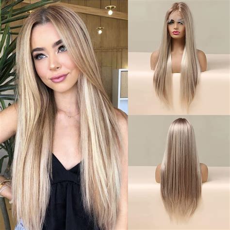 Amazon Haircube Highlights Blonde Lace Front Wig Long Straight