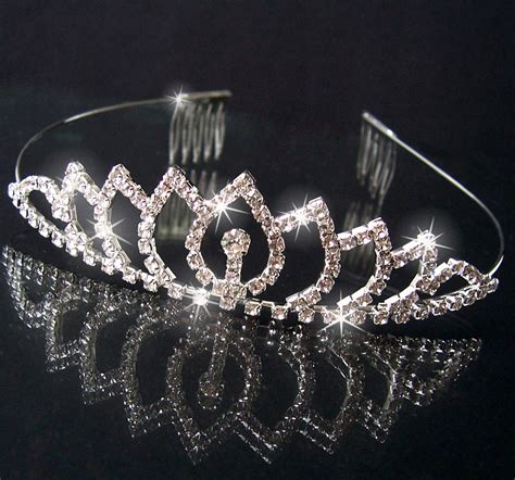 Diadem Tiara Haarreif Haar Krone Silber Strass Hochzeit Braut