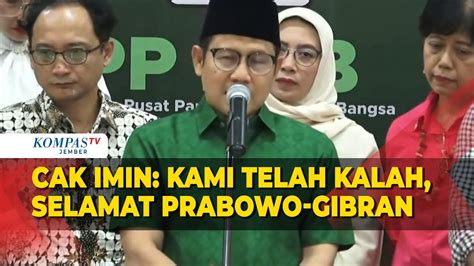 Cak Imin Akui Kalah Dalam Pilpres Ucapkan Selamat Ke Prabowo