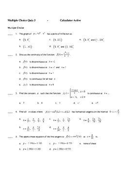 AP Calculus AB Multiple Choice 5 Question Quizzes By Sarah Dragoon