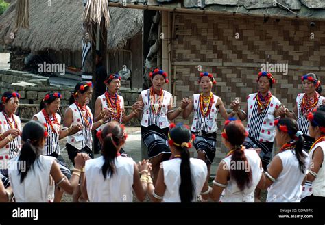 The Image Of Pochury Tribe Girls Performing In Motion At Hornbill