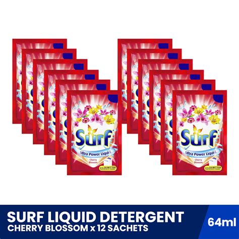 SURF Liquid Detergent Cherry Blossom 64ml X 12 Sachets Laundry Powder