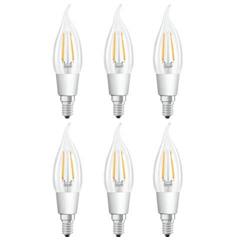 6 X Osram Led Filament Windstoß Kerze 4 5w 40w E14 Klar 470lm Glowd