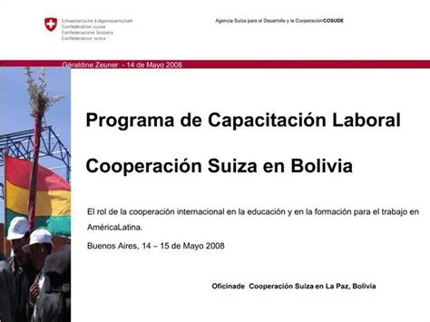 Ppt Programa De Capacitaci N Laboral Cooperaci N Suiza En Bolivia