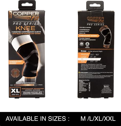 Copper Fit Pro Series Knee Compression Sleeve Black Large