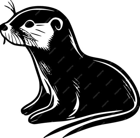 Premium Vector Otter Black And White Isolated Icon Vector Illustration