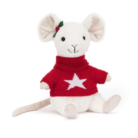 Jellycat Kuscheltier Maus Jumper 18 cm Weiß Rot