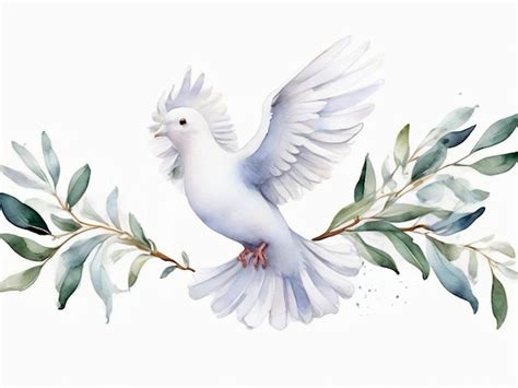 Premium Photo Flying White Dove Watercolor Illustration White Dove On