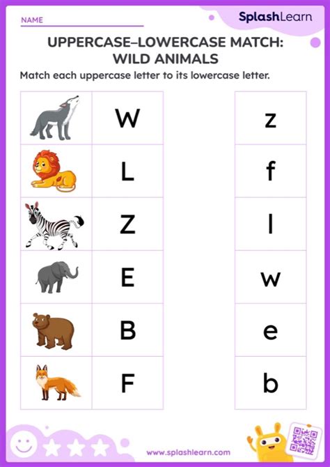 Matching Lowercase And Uppercase Letters Worksheets For Preschoolers Online Splashlearn