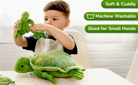 Prextex Set de Peluches Tortue en Peluche avec Poche de Rangement à