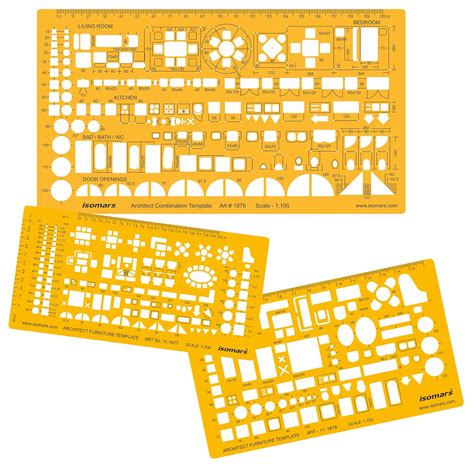 Isomars Architect And Furniture Drawing Drafting Templates Combo Set