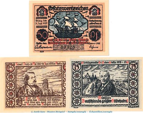 Notgeld DE 3 Scheine Kpl Notgeld Stadt Stettin 1270 4 Set Mit 3