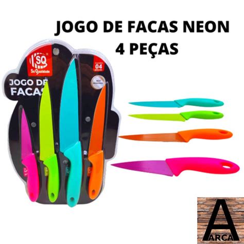 Conjunto De Facas Coloridas Corte C 4 Peças De Aço Inox Escorrega o Preço