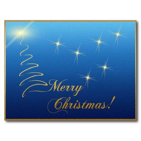 Merry Christmas Blue Gold Postcard Christmas Thank You Christmas Stuff