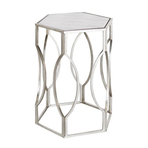 Morroco Silver Hexagonal Side Table Side Tables Tables Silver Side Table Antique Side