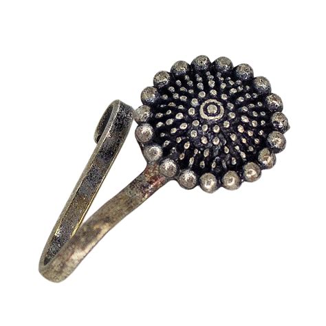 Abhinn Oxidised Silver Floral Design Non Pierced Nose Pin For Women N