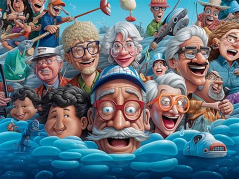 Premium Photo | Cartoon characters of people in a boat with a sky background generative ai