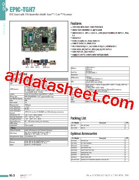 EPIC TGH7 Datasheet PDF AAEON Technology