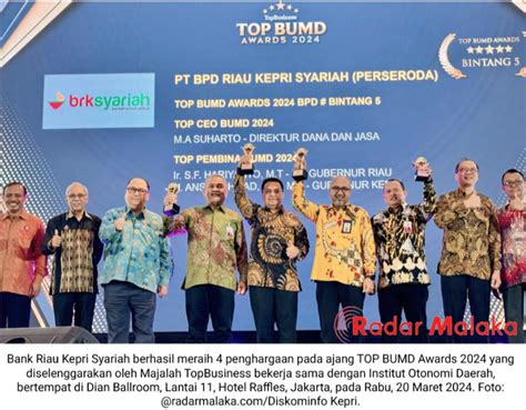 BRK Syariah Kembali Merajai TOP BUMD Awards 2024 Radar Malaka