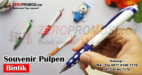 Souvenir Pulpen Plastik Pen Bintik Polkadot Unik Cetak Logo Pen