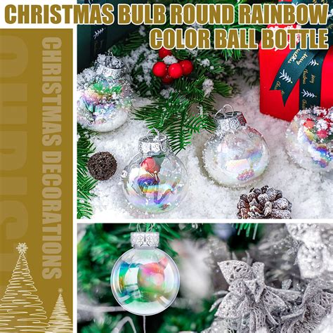 Funtery Christmas Iridescent Plastic Ornaments Balls Set Clear Iridescent Christmas Ornaments