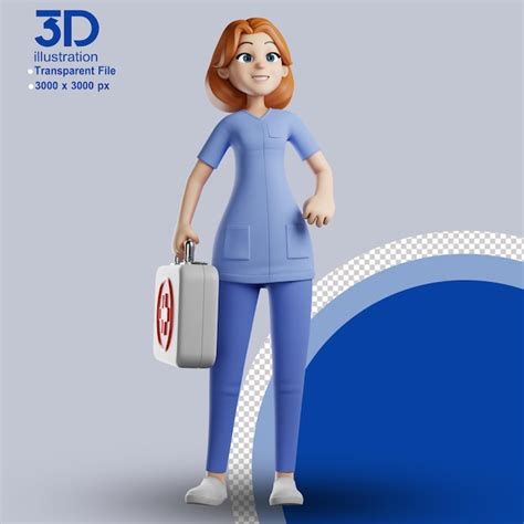 Premium Psd D Character Nurse D Illustration Cartoon Character Png