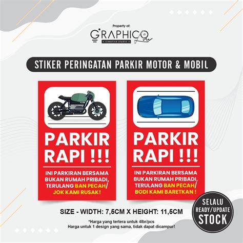 Jual Stiker Parkir Rapi Motor And Mobil Per 4 Lbr 7 5x11 5cm Shopee