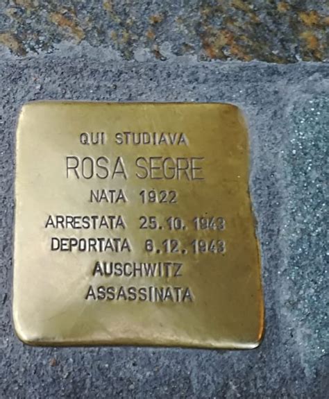 Pietra Dinciampo A Ricordo Di Rosa Segre A Torino Pietre Della Memoria