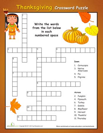 10 Superfun Thanksgiving Crossword Puzzles | Kitty Baby Love