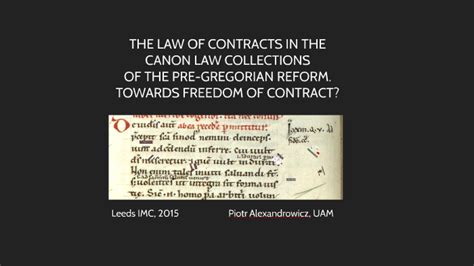 The Law of Contracts in the Canon Law Collections of the Pre-Gregorian ...