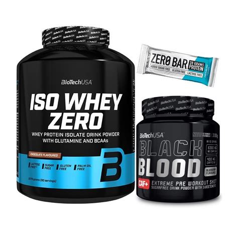 BIOTECH Iso Whey Zero 2270g Black Blood CAF 300g Zero Bar