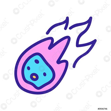 Space Meteorite Icon Vector Isolated Contour Symbol Illustration