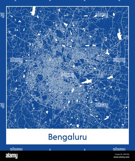 Bengaluru India Asia City Map Blue Print Vector Illustration Stock