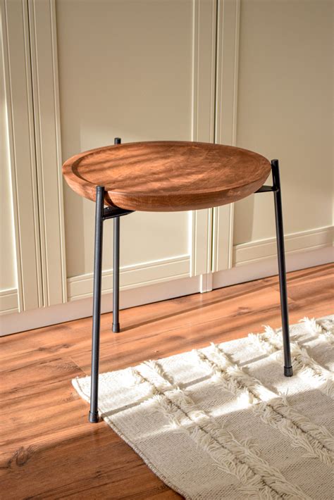 Discover Timeless Elegance With Our Disassembled Round Wood Metal Coffee Table Etsy