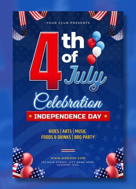 Premium PSD American Independence Day Celebration Poster Template