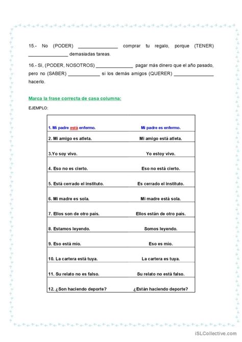 Ejercicios Ser Y Estar Pr Ctica Gen English Esl Worksheets Pdf Doc