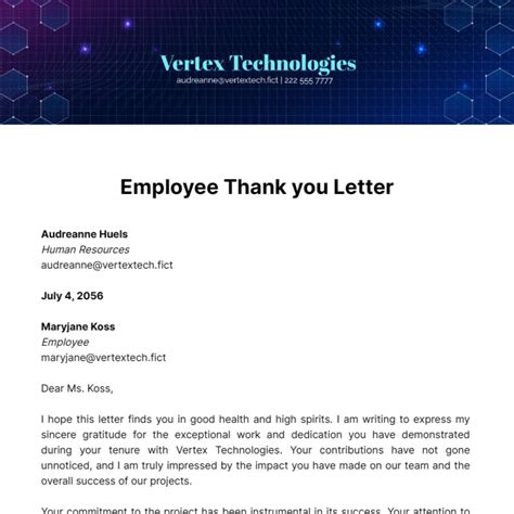 Employee Thank You Letter Template Edit Online And Download Example